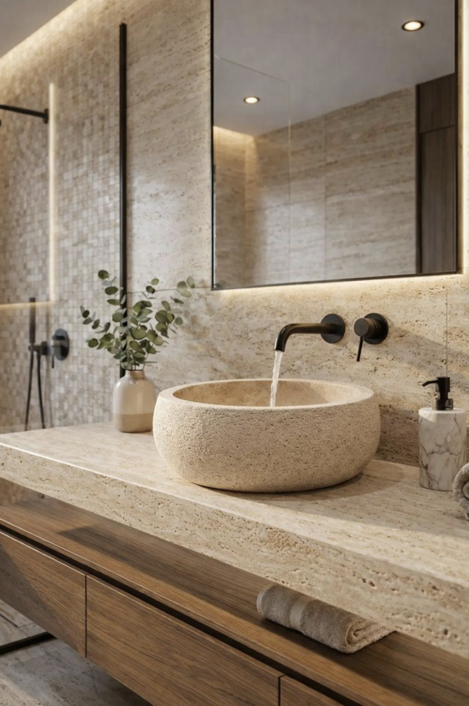 Stone Round Basin Handcrafted Vanity Sink