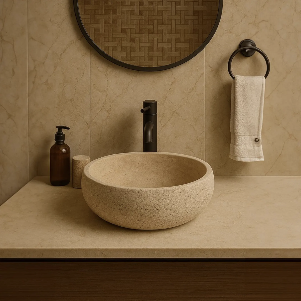 Stone Round Basin Handcrafted Vanity Sink