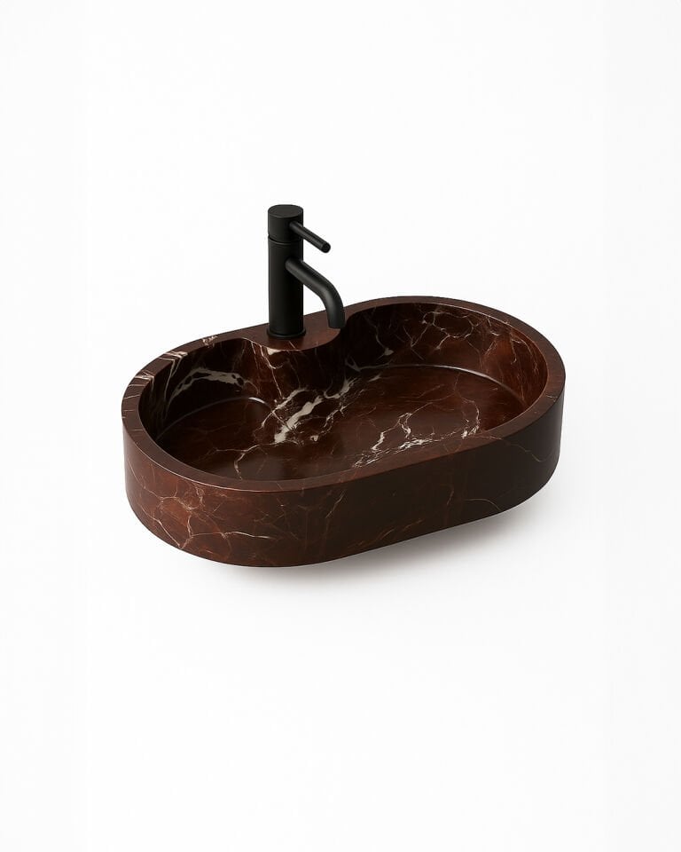 Elazig Cherry Marble Sink | Solid Natural Stone Bathroom Sink