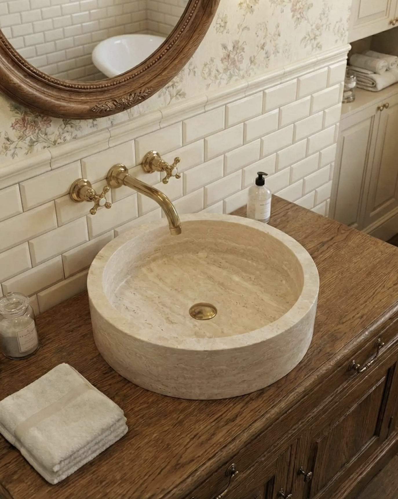 Travertine Round Marble Sink