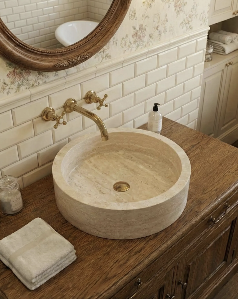 Travertine Round Marble Sink