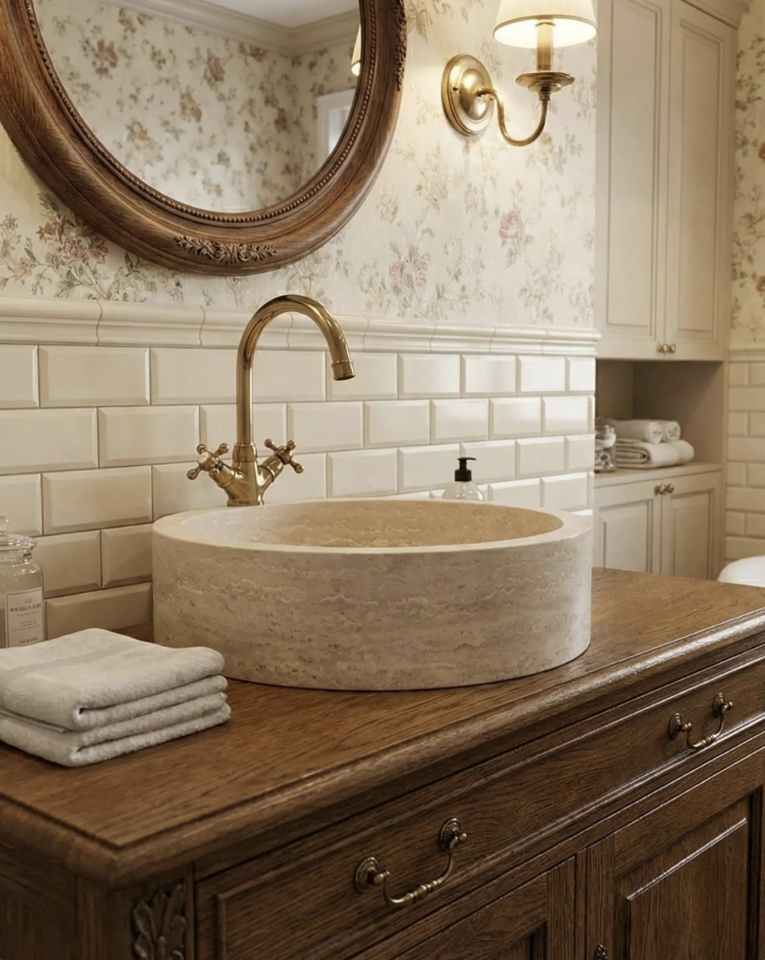 Travertine Round Marble Sink