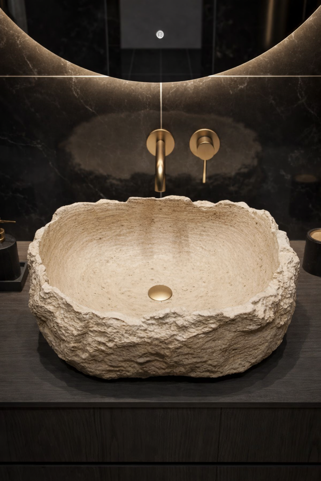 Natural Split-Face Travertine Sink – Raw Texture, Timeless Elegance