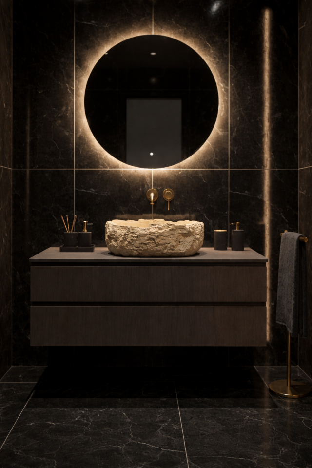 Natural Split-Face Travertine Sink – Raw Texture, Timeless Elegance