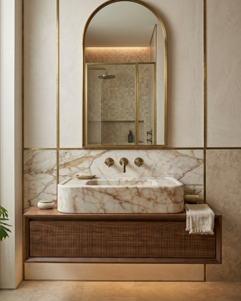 Calacatta Gold Marble Sink – Smooth Luxury Marble Basin