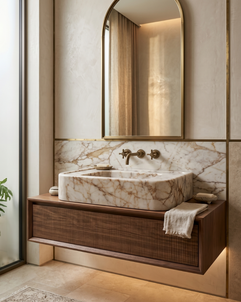 Calacatta Gold Marble Sink – Smooth Luxury Marble Basin