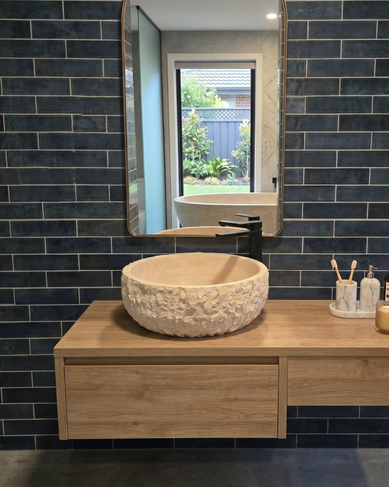 Natural Travertine Stone Sink Handcrafted Rustic Bathroom Vessel Basin
