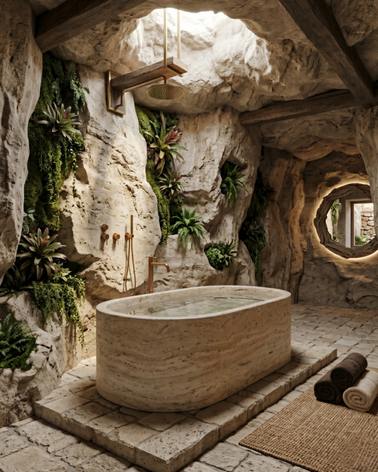 Travertine Bathtub Luxury Handcrafted Natural Stone Soaking Tub