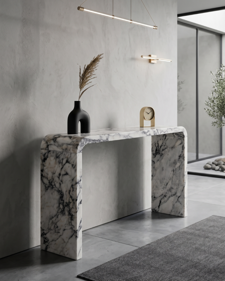 Calacatta Viola Marble Console Table  Luxury Handcrafted Stone Entryway Table